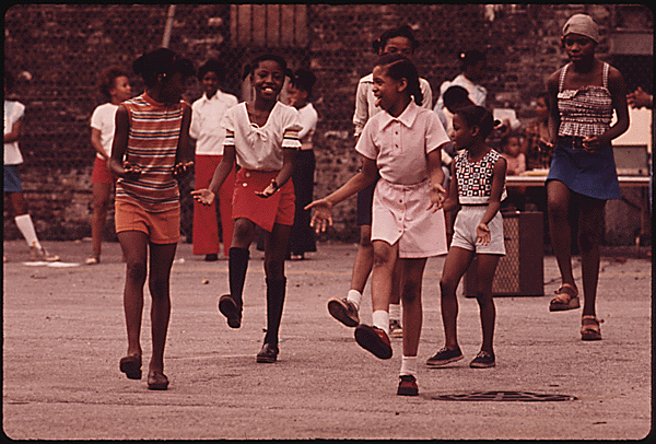 Group of black children dancing